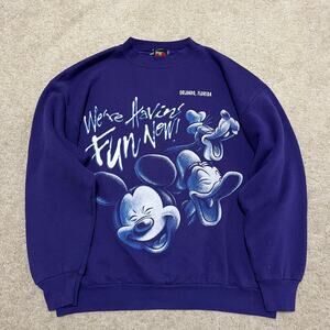 Vintage 90s Disney Mickey Donald Goofy Purple Crewneck Large